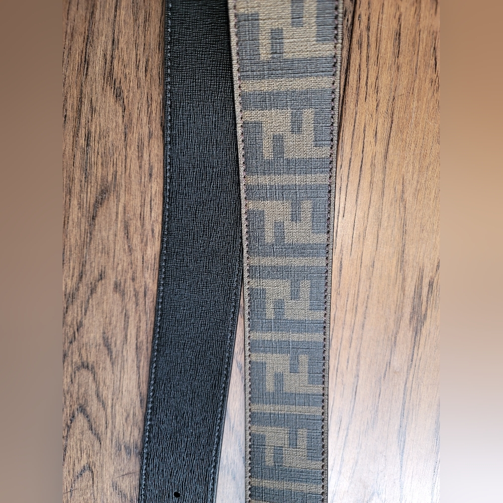 Fendi Men's Black/brown and Beige Belt NO BUCKLE